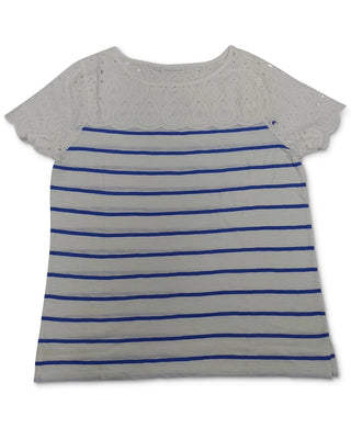 Charter Club Women's Striped T-Shirt Blue Size Large