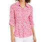 Charter Club Women's Printed Button Front Top Pink Size X-Large