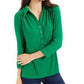 Charter Club Women's 3/4 Sleeve Printed Polo Top Bright Green Size Extra Large