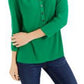 Charter Club Women's 3/4 Sleeve Printed Polo Top Bright Green Size Extra Large