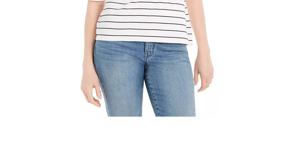 Charter Club Women's Striped Mock Neck Top White Size X-Large