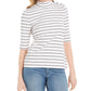 Charter Club Women's Striped Mock Neck Top White Size X-Small