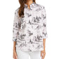 Charter Club Women's Printed Blouse White Size X-Large
