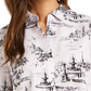 Charter Club Women's Printed Blouse White Size X-Large