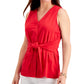 Charter Club Women's Tie-Front Sleeveless Top Red Size Medium