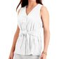 Charter Club Women's Tie Front Sleeveless Top White Size X-Large