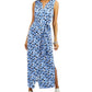 Charter Club Women's Sheath Dress Small Floral Tie Waist Blue Size Small