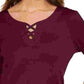 Karen Scott Women's Cotton Lace Up T-Shirt Red Size Small