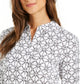 Charter Club Women's Printed Tab-Sleeve Shirt White Size Medium