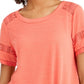Style & Co Women's Lace Inset Top Orange Size Small