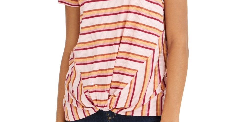 Style & Co Women's Striped Twist Front Top Red Size X-Large