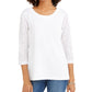 Style & Co Women's Eyelet-Sleeve Cotton Top White Size Medium