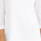 Style & Co Women's Eyelet-Sleeve Cotton Top White Size Medium