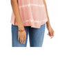 Style & Co Women's Tie-Dyed V-Neck Linen-Blend Top Pink Size Medium