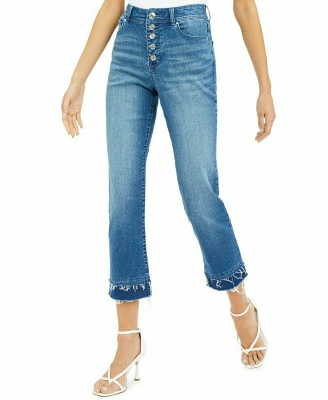 INC International Concepts Women's Curvy Double Hem Ankle Jeans Blue Size 8