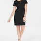 Karen Scott Women's Cotton Lace Up Split Neck Dress Black Size Small