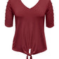 JM Collection Women's Tie-Front Top Red Size Large
