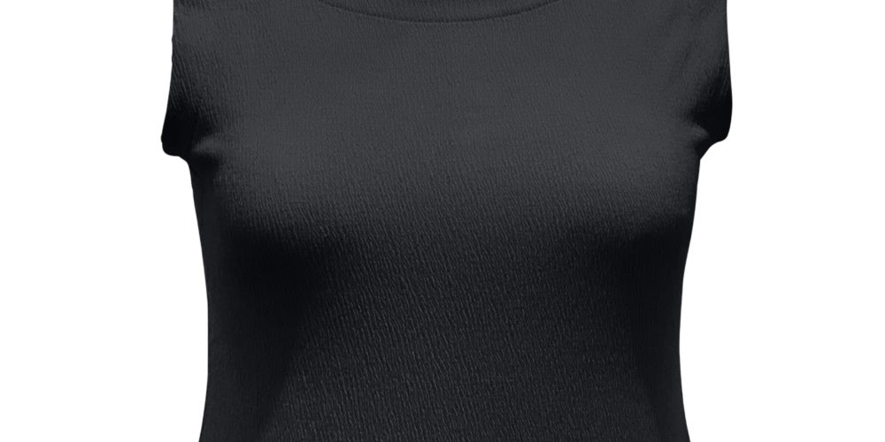 JM Collection Women's Textured Button Tank Top  Black Size X-Large