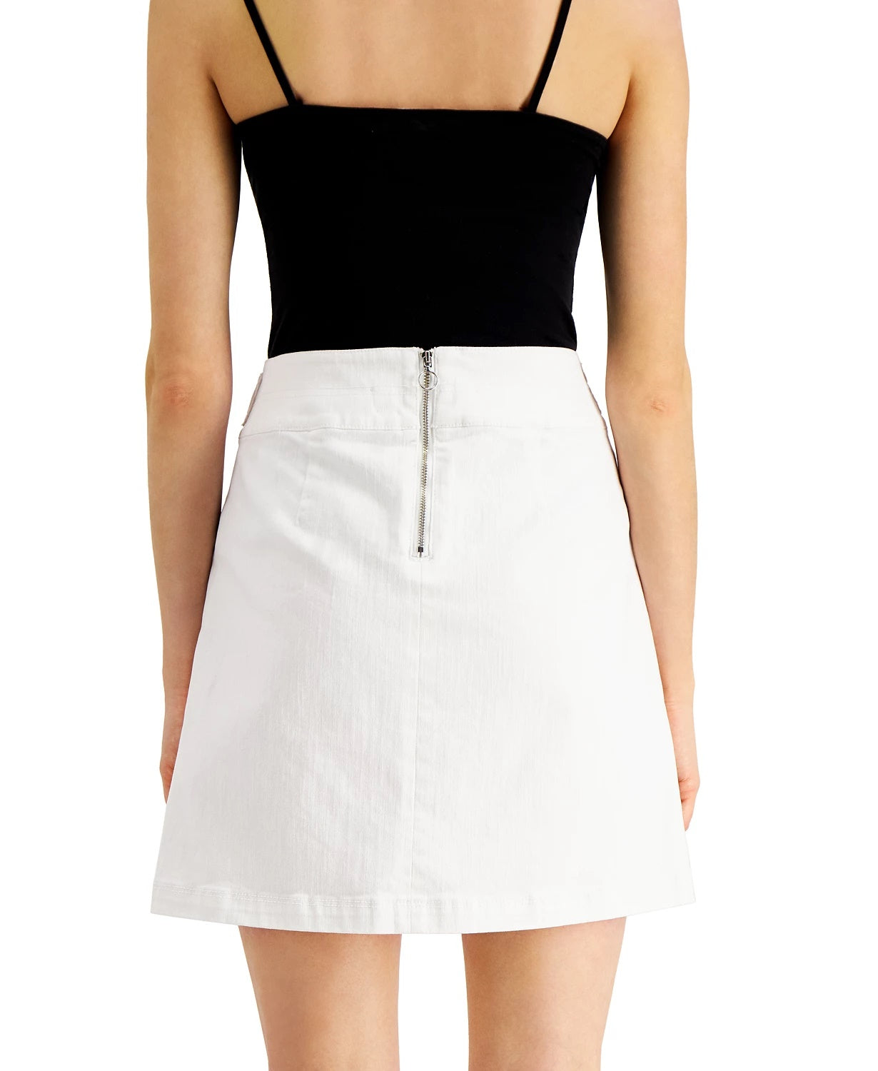 INC International Concepts Women's Mini Denim Sailor Skirt White Size 4
