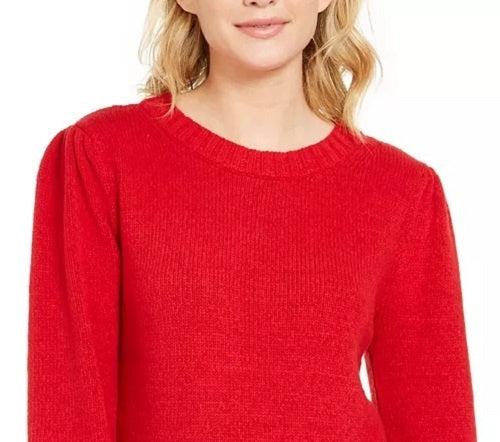 Style & Co Women's Puffy-Sleeve Sweater Dark Red Size X-Small