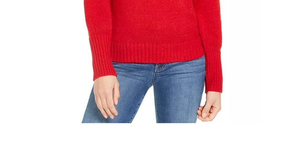 Style & Co Women's Puffy-Sleeve Sweater Dark Red Size X-Small