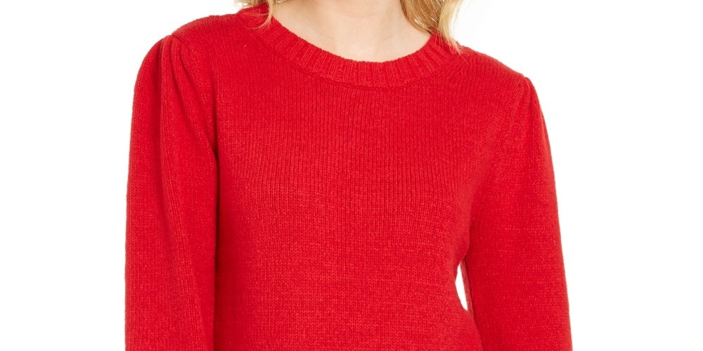 Style & Co Women's Puffy-Sleeve Sweater Red Size XX-Large