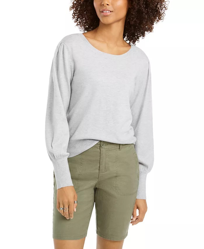Style & Co Women's Pull Sleeve Blouson Sweater White Size XX-Large