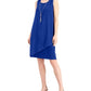 JM Women's Collection Necklace-Embellished Sheath Dress Dark Blue Size Small