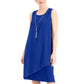 JM Women's Collection Necklace-Embellished Sheath Dress Dark Blue Size Small