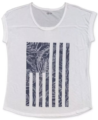 Style & Co Women's Tropical Flag Graphic T-Shirt Navy Size Large