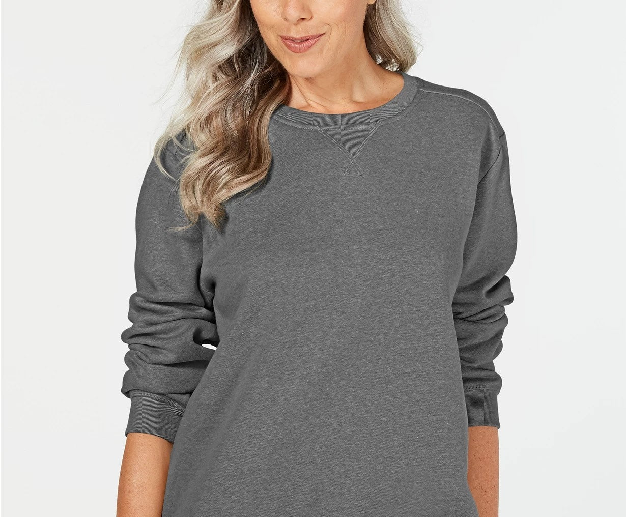 Karen Scott Women's Fleece Sweatshirt Charcoal Size Small