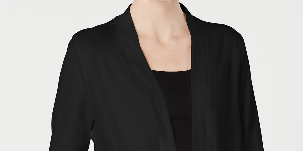 Karen Scott Women's 3/4 Sleeve Cozy Cardigan Black Size Medium