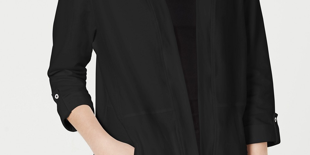 Karen Scott Women's 3/4 Sleeve Cozy Cardigan Black Size Medium