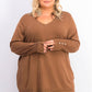 JM Collection Women's Button-Cuff V-Neck Pullover Sweater Brown Size X-Large