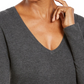 JM Collection Women's Button-Cuff V-Neck Pullover Sweater Gray Size Large