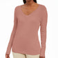 JM Collection Women's Button-Cuff V-Neck Pullover Sweater Bright Pink Size Small