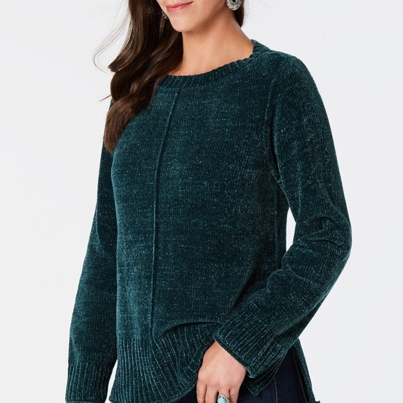 Style & Co Women's Chenille Pullover Sweater Green Size X-Large