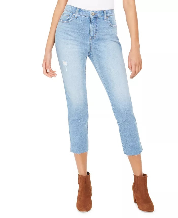 Style & Co Women's Straight-Leg Cropped Denim Jeans Blue Size 6
