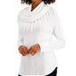 Style & Co Women's Fringe Cowl Neck Sweater White Size Small