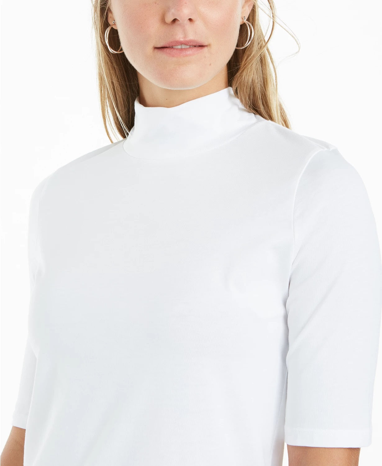 Charter Club Women's Supima Cotton Mock-Neck Top White Size XX-Large