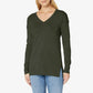 Style & Co Women's V-Neck Band-Hem Sweater Dark Green Size X-Large