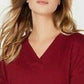 Style & Co Women's V-Neck Band-Hem Sweater Red Size Small