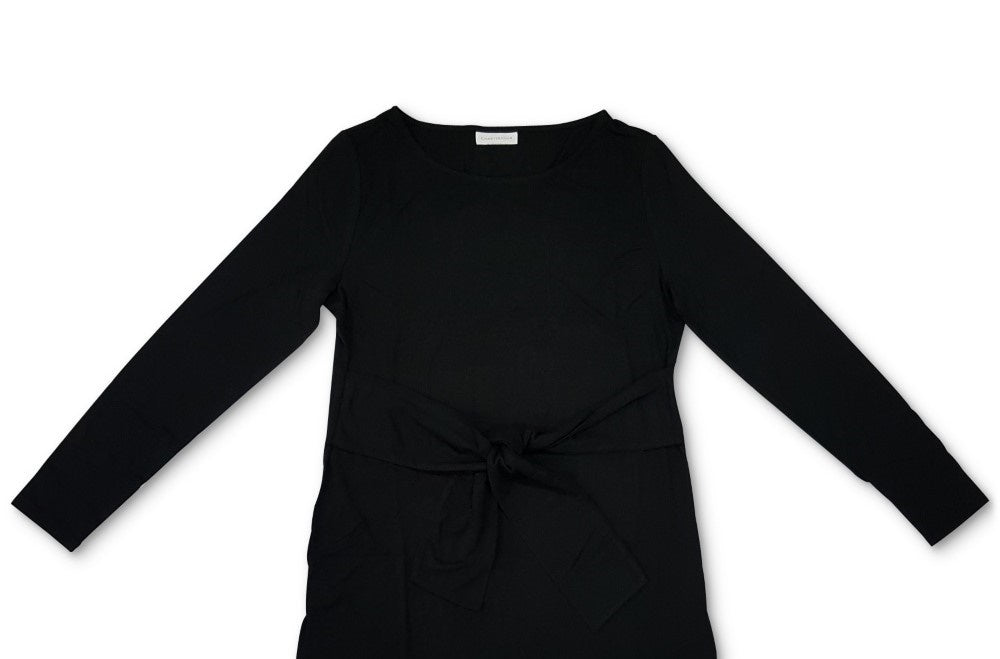 Charter Club Women's Long-Sleeve Tie-Waist Top Black Size XX-Large
