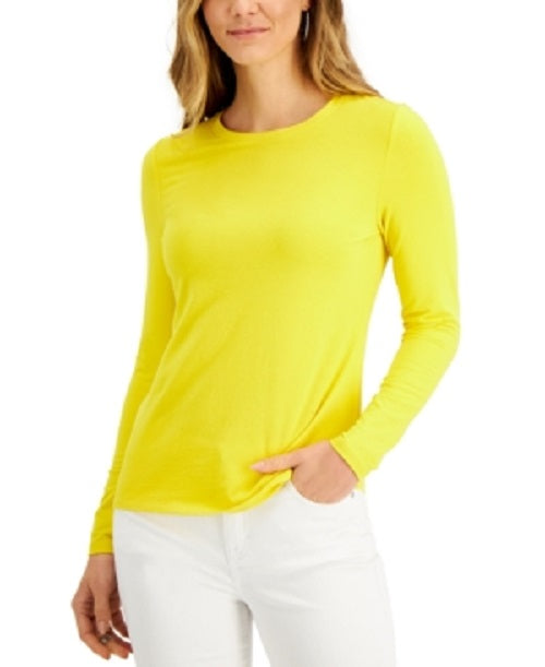 Style & Co Women's Long-Sleeve Top Yellow Size Large