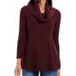 Style & Co Women's Waffle Knit Cowlneck Sweater Purple Size Medium