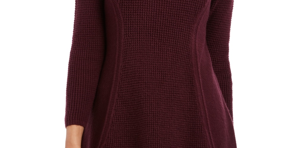 Style & Co Women's Waffle Knit Cowlneck Sweater Purple Size Medium