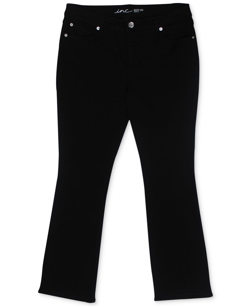 INC International Concepts Women's Elizabeth Curvy Bootcut Jeans Black Size 4