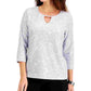 JM Collection Women's Textured Hardware Top Gray Size Small