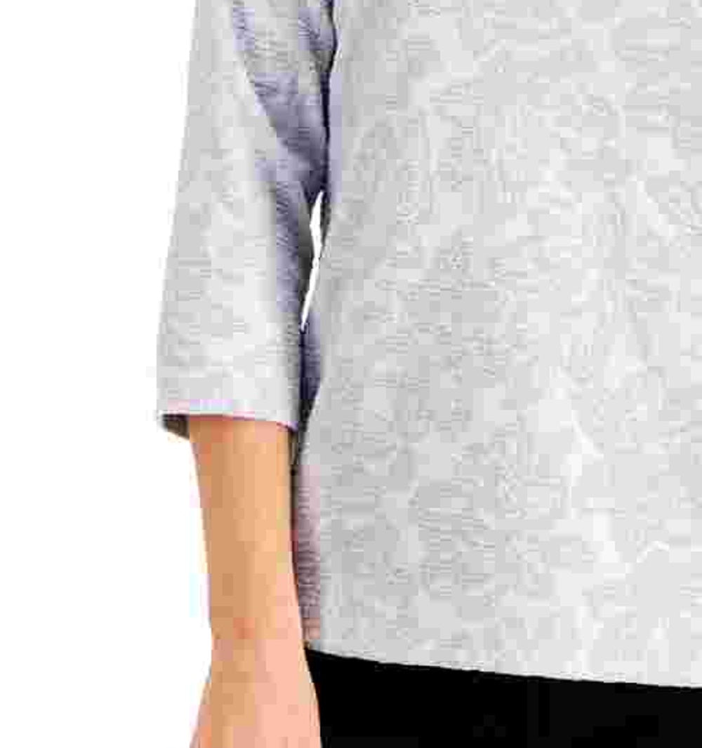 JM Collection Women's Textured Hardware Top Gray Size Small