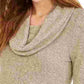 BCX Junior's Textured Cowlneck V Hem Sweater Beige Size Medium